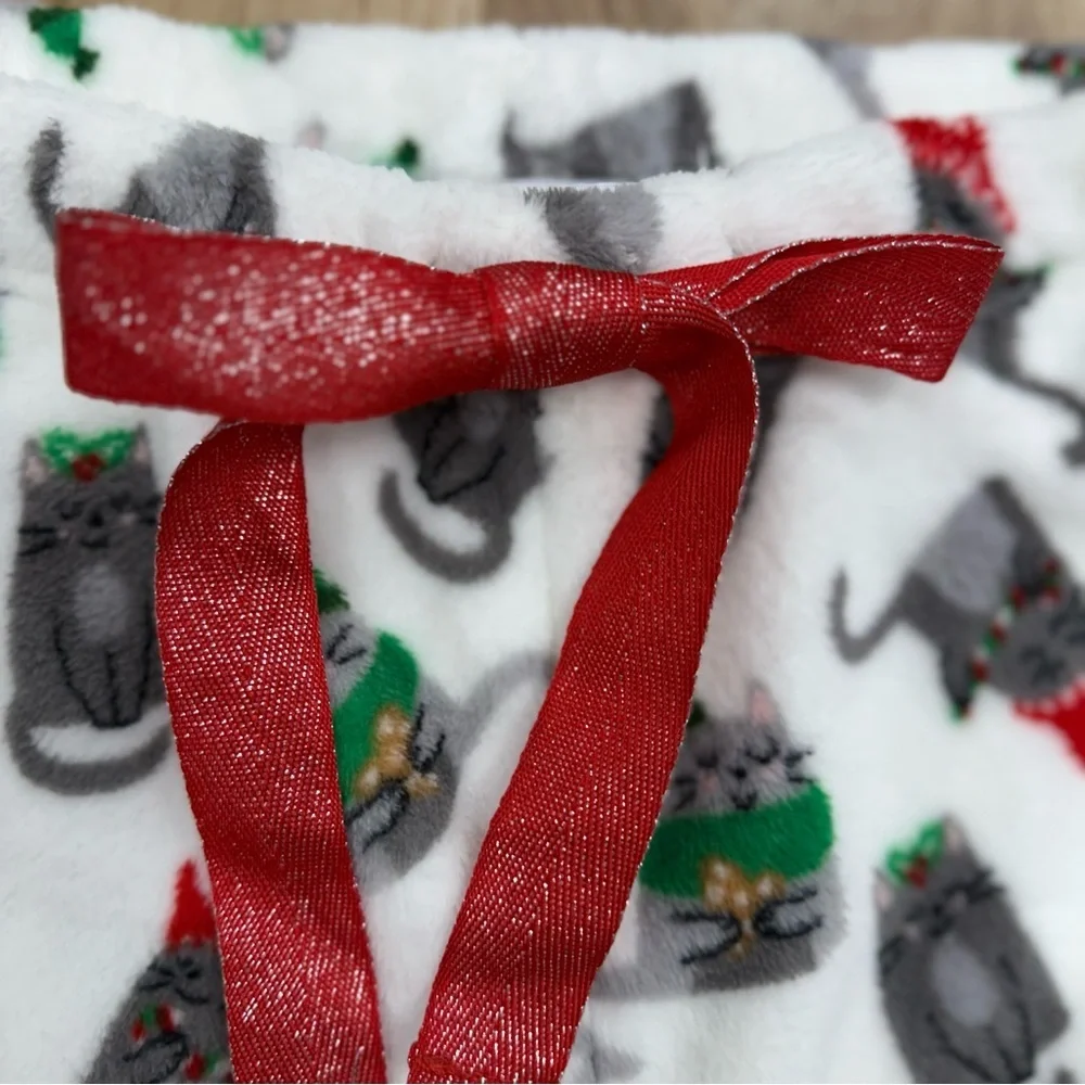 Pillow Talk Christmas Cat Print Pajama Shorts XL Intimates Sleepwear Fat Cats